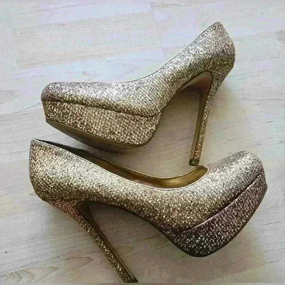 Bakers gold sparkle heels size 9 - Picture 3 of 7
